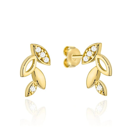 ⭐ Gold leaf earrings with zircons ♥ GoldJewellery