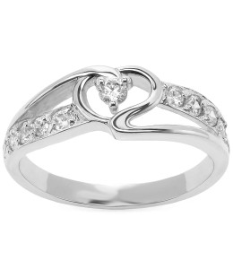 Silver ring heart cubic zirconia
