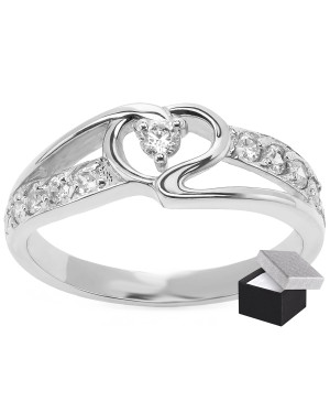 Silver ring heart cubic zirconia