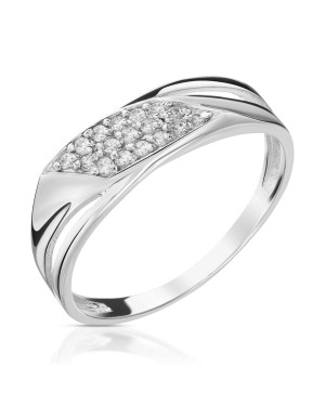 Wide silver ring with zirconia