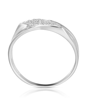 Wide silver ring with zirconia
