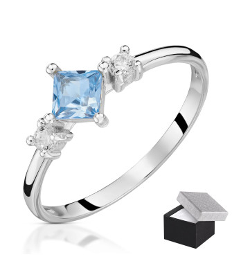 Silver ring with a blue stone