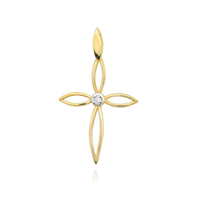 585 gold cross with a 0.02 ct diamond GoldJewellery 585 gold cross with a 0.02 ct diamond GoldJewellery