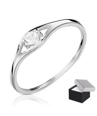 Delicate silver ring with zirconia