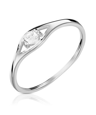 Delicate silver ring with zirconia