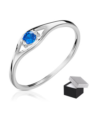 Silver ring delicate blue zirconia