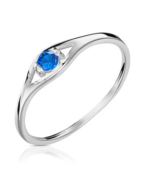 Silver ring delicate blue zirconia