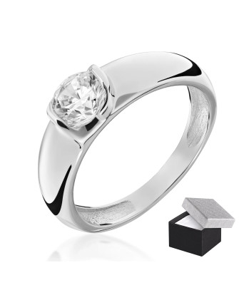 Silver ring with a large stone