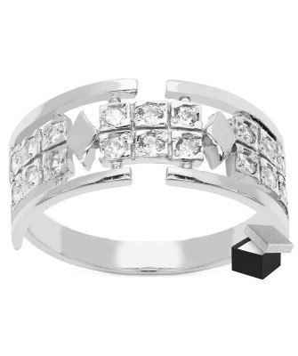 Wide silver ring with stones