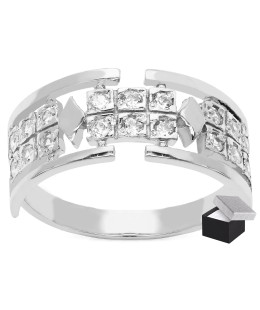 Wide silver ring with stones