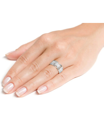 Wide silver ring with stones