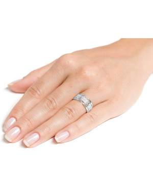 Wide silver ring with stones