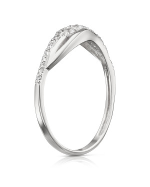 Silver wave ring with cubic zirconia