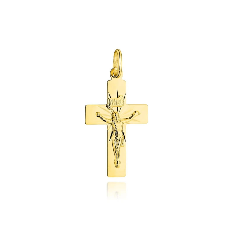 ⭐ Gold cross with Jesus and diamond rays ♥ GoldJewellery