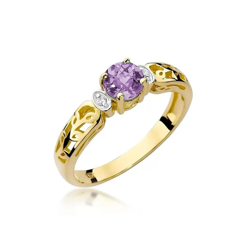 Gold ring with diamond EY-14 amethyst | GoldJewellery Gold ring with diamond EY-14 amethyst | GoldJewellery