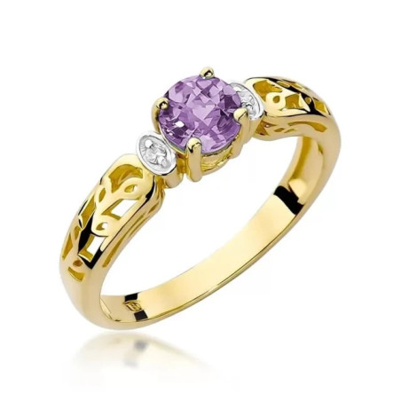 Gold ring with diamond EY-14 amethyst | GoldJewellery