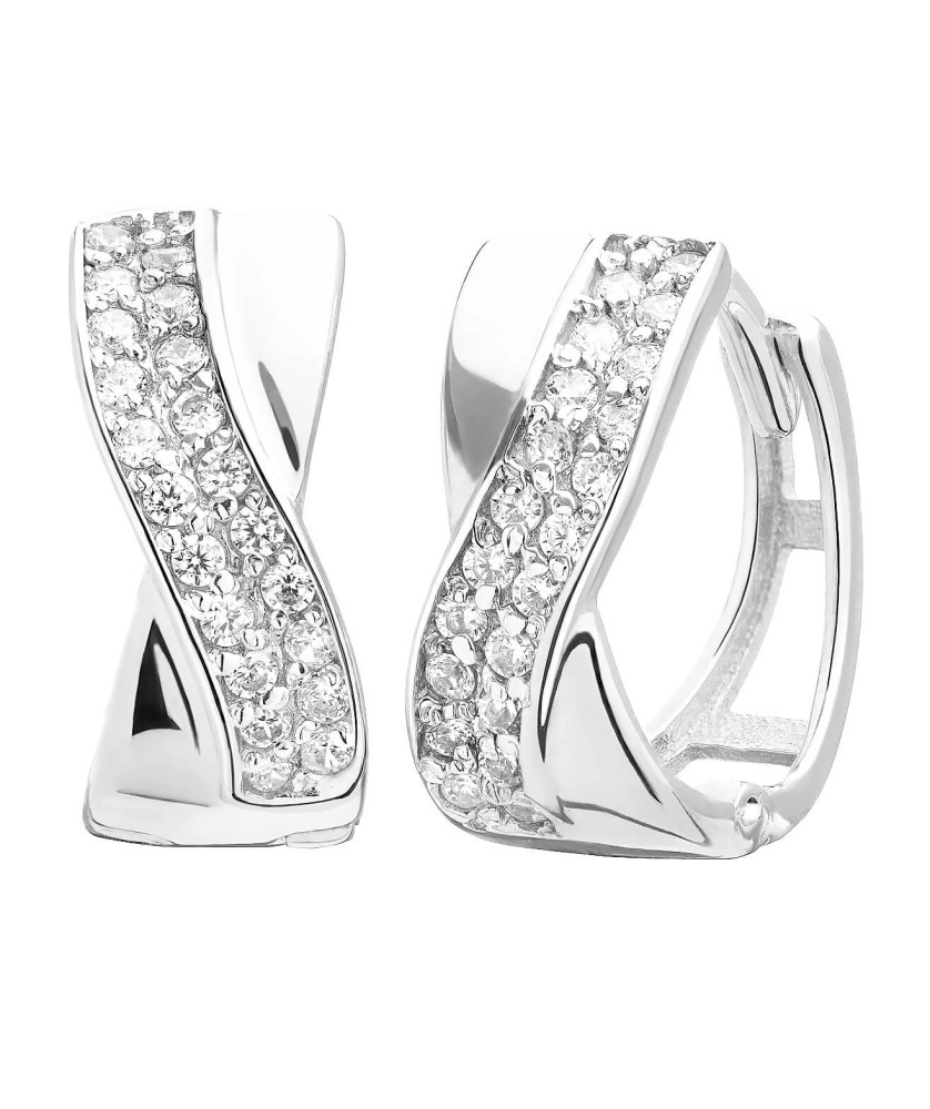 Sterling Silver Wave Earrings with Zirconia