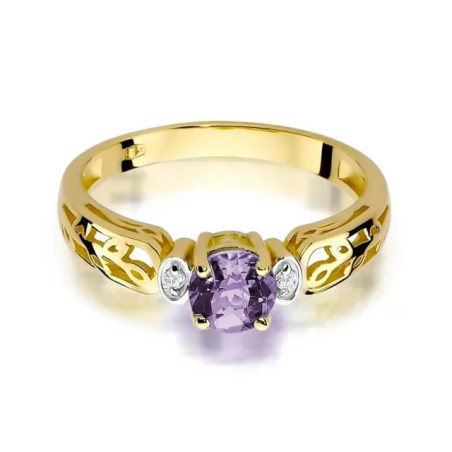 Gold ring with diamond EY-14 amethyst | GoldJewellery