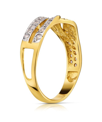 Gold ring 8k wave with zirconia