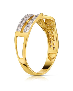 Gold ring 8k wave with zirconia