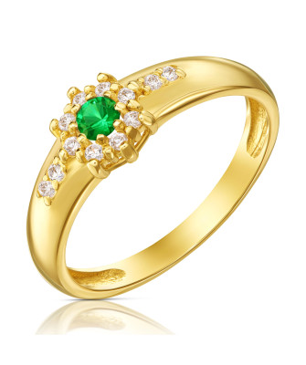 Emerald flower ring 8k