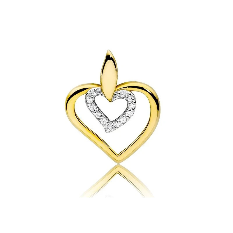 Gold Heart Pendant 585 with Diamonds 0.06 ct| GoldJewellery