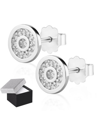 Sterling Silver Sparkle Stud Earrings with Zirconia