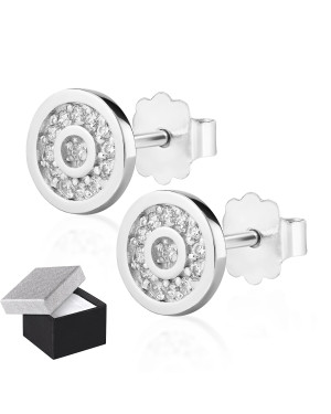 Sterling Silver Sparkle Stud Earrings with Zirconia