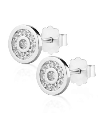 Sterling Silver Sparkle Stud Earrings with Zirconia