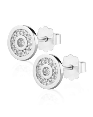 Sterling Silver Sparkle Stud Earrings with Zirconia