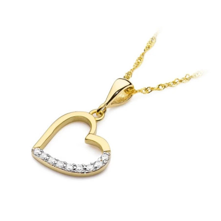 Gold Heart Pendant 585 with Diamonds 0.13 ct| GoldJewellery