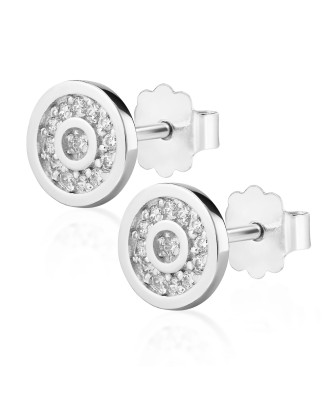 Sterling Silver Sparkle Stud Earrings with Zirconia