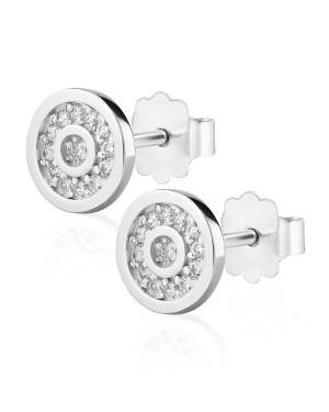 Sterling Silver Sparkle Stud Earrings with Zirconia