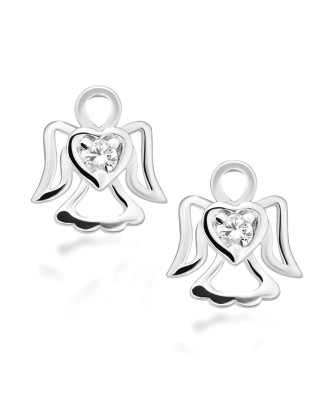 Sterling Silver Angel Stud Earrings with Zirconia