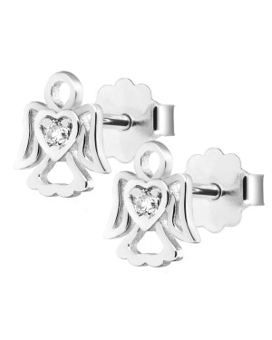 Sterling Silver Angel Stud Earrings with Zirconia