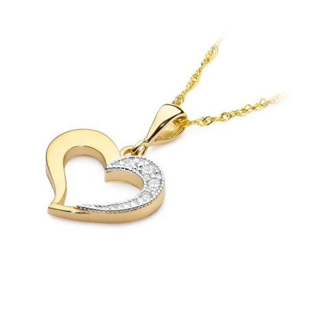 Gold Heart Pendant 585 with Diamonds 0.06 ct| GoldJewellery