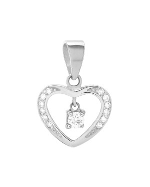 Sterling Silver Heart Pendant with Cubic Zirconia