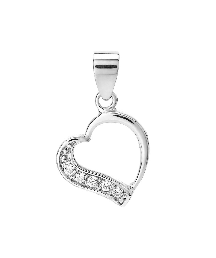 Silver heart pendant with cubic zirconia
