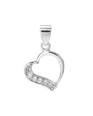 Silver heart pendant with cubic zirconia