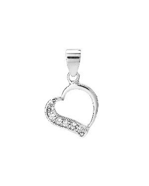 Silver heart pendant with cubic zirconia