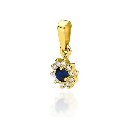 Gold Pendant 585 with Diamonds and Sapphire 0.15 ct| GoldJewellery