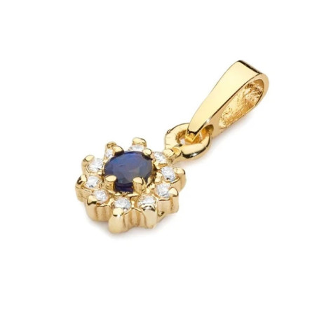 Gold Pendant 585 with Diamonds and Sapphire 0.15 ct| GoldJewellery