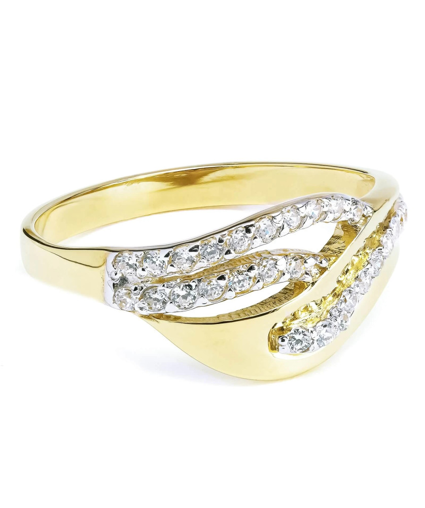 Wide 14k gold ring with interwoven pattern