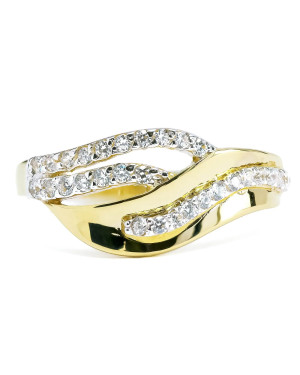 Wide 14k gold ring with interwoven pattern