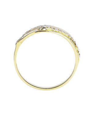 Wide 14k gold ring with interwoven pattern