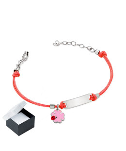 Princess bracelet ENGRAVING flower - red string