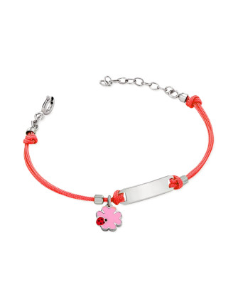 Princess bracelet ENGRAVING flower - red string