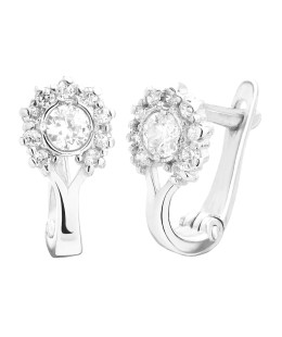 Sterling Silver Cluster Leverback Earrings with Cubic Zirconia
