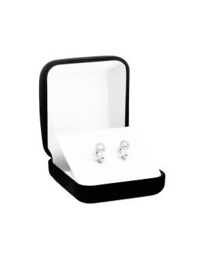 Sterling Silver Cluster Leverback Earrings with Cubic Zirconia