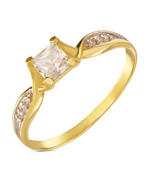Gold ring with a large stone 8k